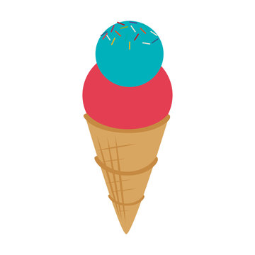 ice cream cone with two scoops  icon image vector illustration design 