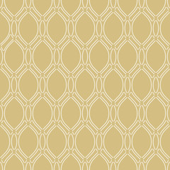 Seamless vector golden and white dotted ornament. Modern background. Geometric modern pattern