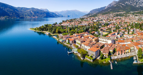 Fototapeta na wymiar Mandello del Lario - Lago di Como (IT) - Vista aerea panoramica - 2017 