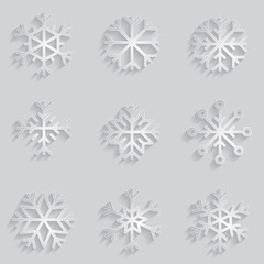 Snowflakes shape vector icon set. Creative snow design