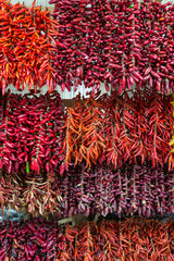  Chili peppers on string in Funchal on Madeira. Portugal