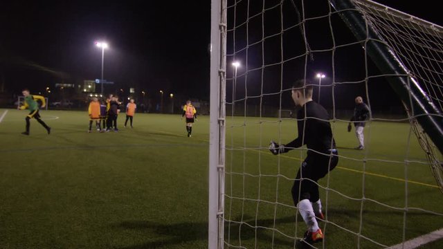 March 2016. British youth soccer team practice penalties during training