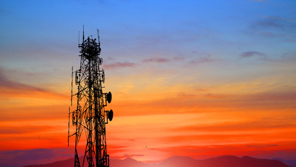 silhouette antennas on sunset time 