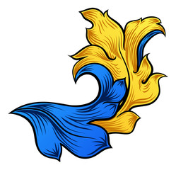 Scroll Filigree Floral Pattern Heraldry Design