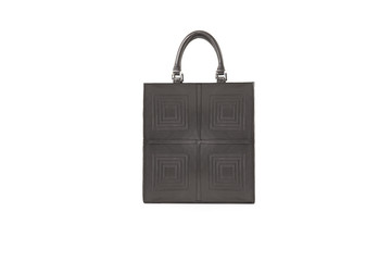 Black womens leather handbag  on isolated background.