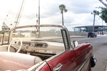 Classical old american car in Cuba