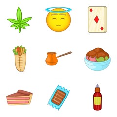 Diabetes icons set, cartoon style