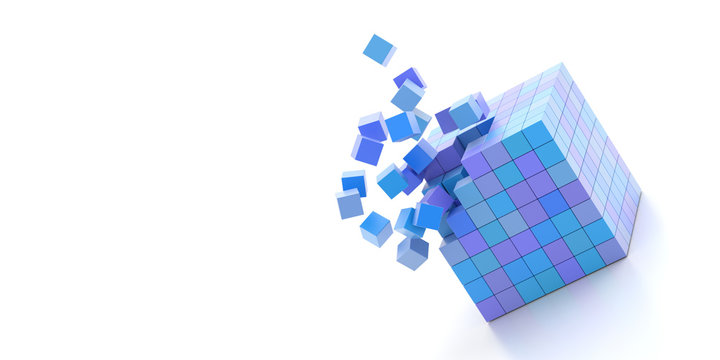 Exploding cubes, original 3d rendering