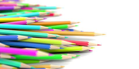 Fototapeta premium Infinite pencils background, education and creativity theme, original 3d rendering