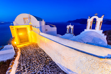 Santorini, Greece - Oia twilight with greek church