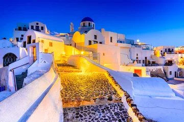 Photo sur Plexiglas Santorin Santorini, Greece - Oia twilight with greek church