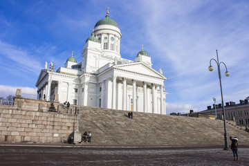 The Helsingin tuomiokirkko or Helsinki Cathedral, a Finnish Evangelical Lutheran cathedral in the...