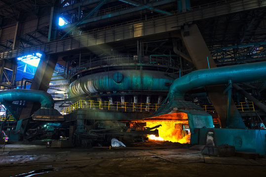 A blast furnace at a steel plant