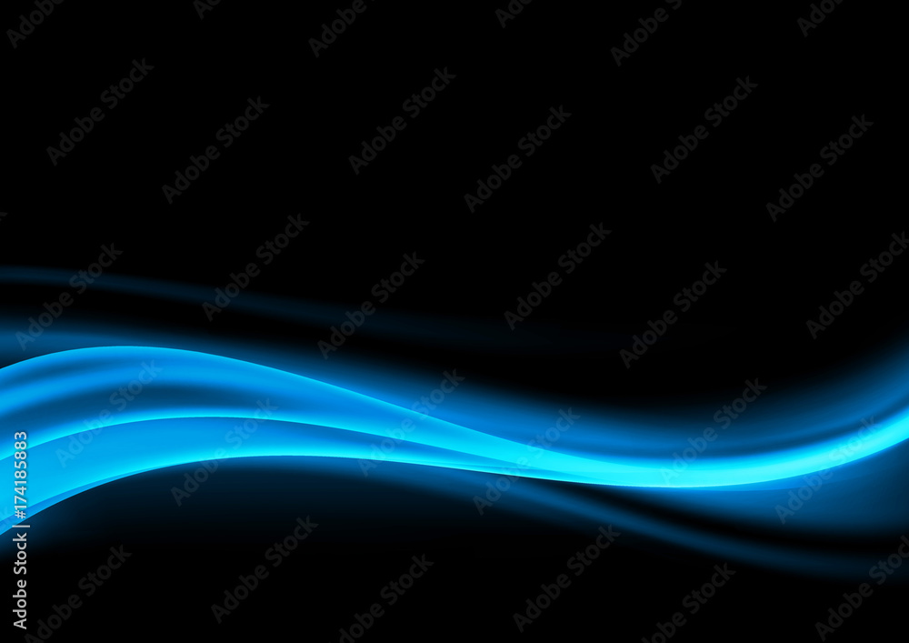 Canvas Prints abstract blue swoosh smoke wave design element over dark background