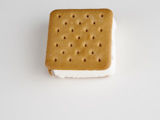 Ice cream sandwich on white background