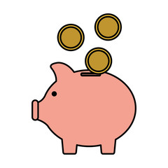 piggy savings with coins vector illustration design