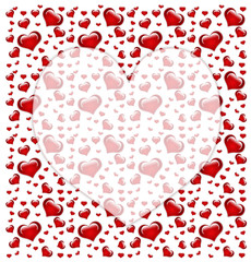 Red sparkling background with Valentines heart , illustration