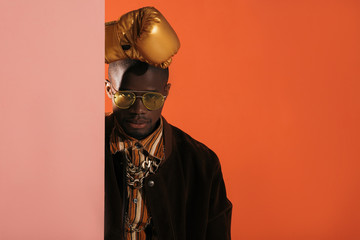 stylish man in boxing glove