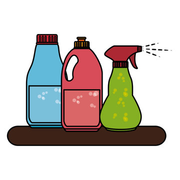 Shelf with laundry products vector illustration design