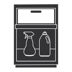 laundry drawer with detergent bottles vector illustration design