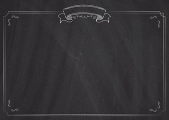 Blank certificate menu blackboard background with retro border © Andy