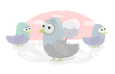 Funny birds. Cartoon character. Doves for animation or graphic design.