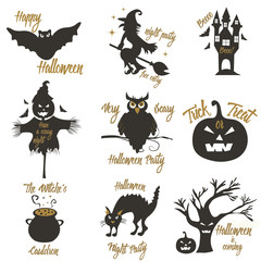 Fototapeta premium Set of Halloween party concept and design elements. Concept for print, shirt, stamp, badge