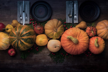 Autumnal vegetables on table
