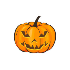 Halloween is isolated with a terrible pumpkin in a cartoon style on a white background. Vector Illustration on Halloween Celebration for your projects