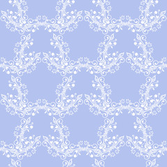 Blue background, Floral ornaments as seamless pattern