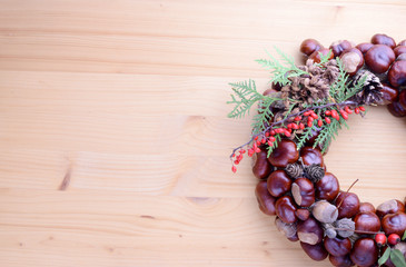 Fototapeta na wymiar Handmade production Christmas wreaths for an advent.