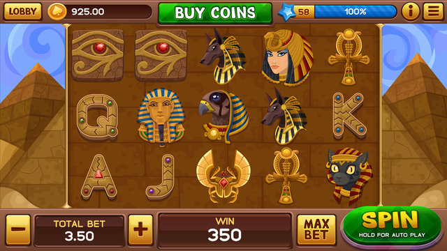 Egyptian background for slots game. Vector illustration