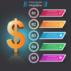 Business Infographics origami style Vector illustration. Dollar icon. Money icon.