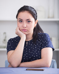 Sad girl waiting for phone call