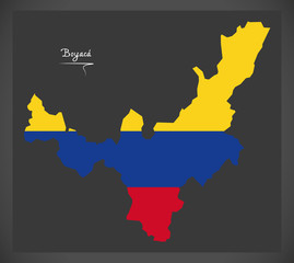 Boyaca map of Colombia with Colombian national flag illustration