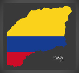 Vichada map of Colombia with Colombian national flag illustration