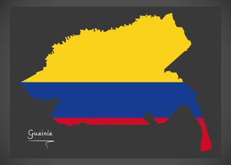 Obraz premium Guainia map of Colombia with Colombian national flag illustration