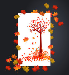 Autumn background with maple leaves card