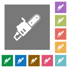 Chainsaw square flat icons