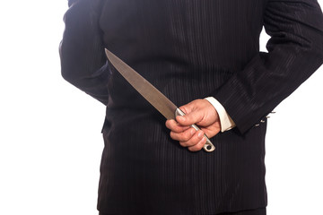 Gesch&auml;ftsmann mit gro&szlig;em Messer