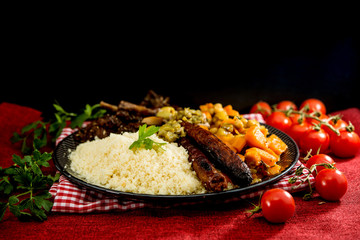 traditional moroccan dish couscous salad with Sausage