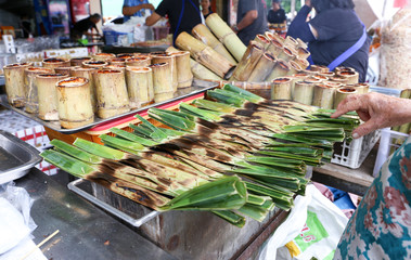 Kanom Jak, Thai sweetmeat made of flour, coconut and sugar at  Nong Mon market, Bangsaen, Chonburi, Thailand, July 28, 2017 © Behindthemirror