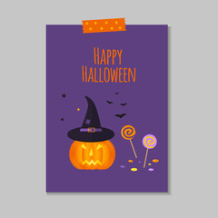 Cute vector Halloween postcard