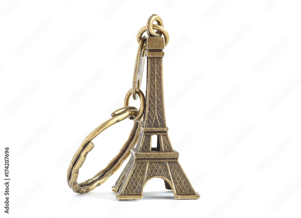 Wall mural keychain Eiffel tower isolated on white