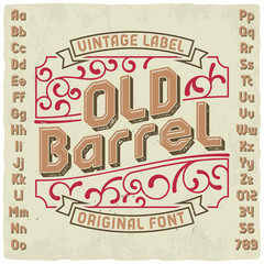 Vintage label typeface named "Old Barrel". Good handcrafted font for any label design.