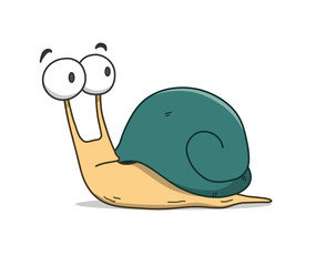 Snail Cartoon, a hand drawn vector cartoon illustration of a cute snail.