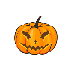 Halloween is isolated with a terrible pumpkin in a cartoon style on a white background. Vector Illustration on Halloween Celebration for your projects