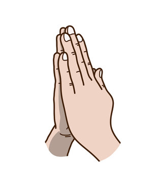 Praying Hands Vector Illustration, a hand drawn vector cartoon illustration of praying hands.