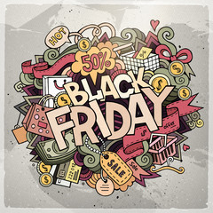 Black Friday sale hand lettering and doodles elements