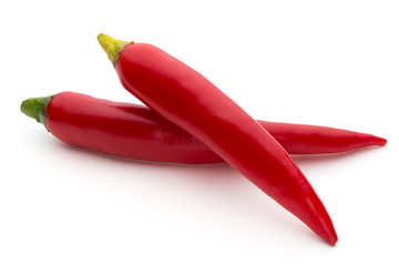 Red chilli pepper isolated on a white background.